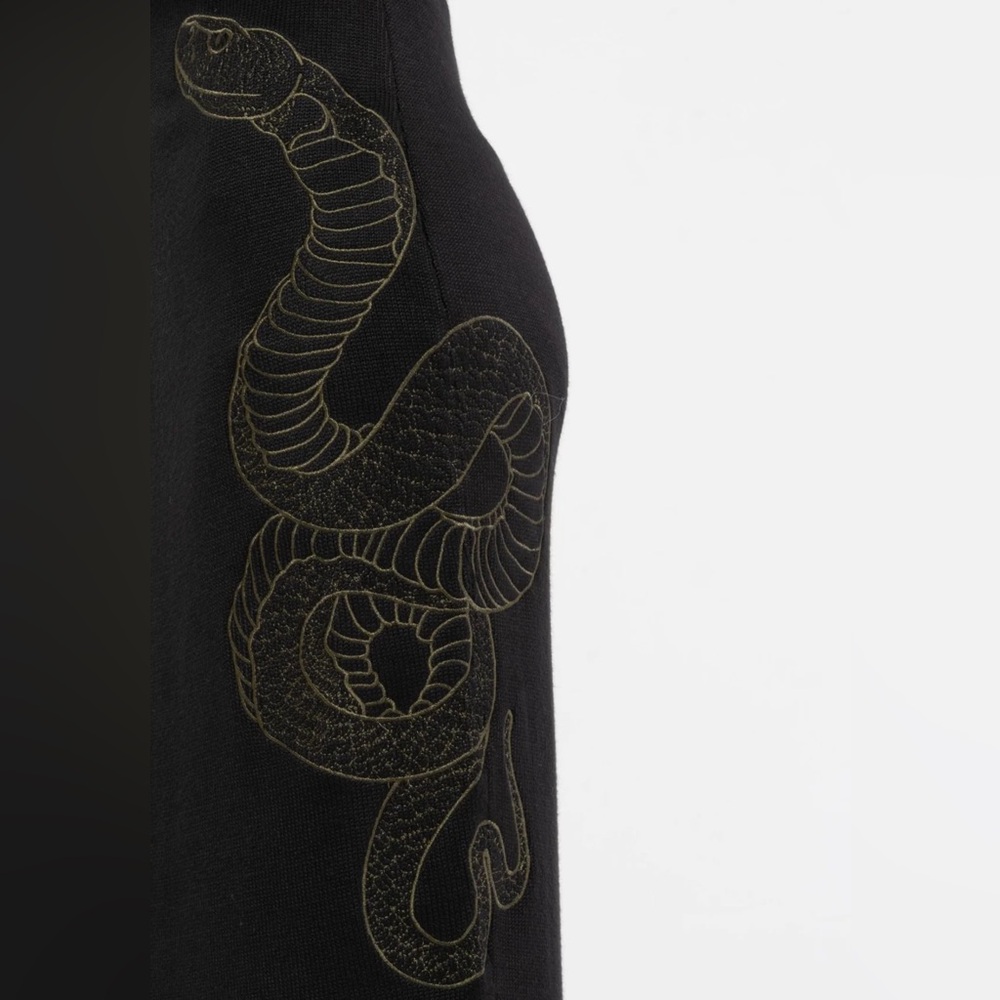 Serpent Snake Embroidered Knit Midi Dress - Picture 3 of 10